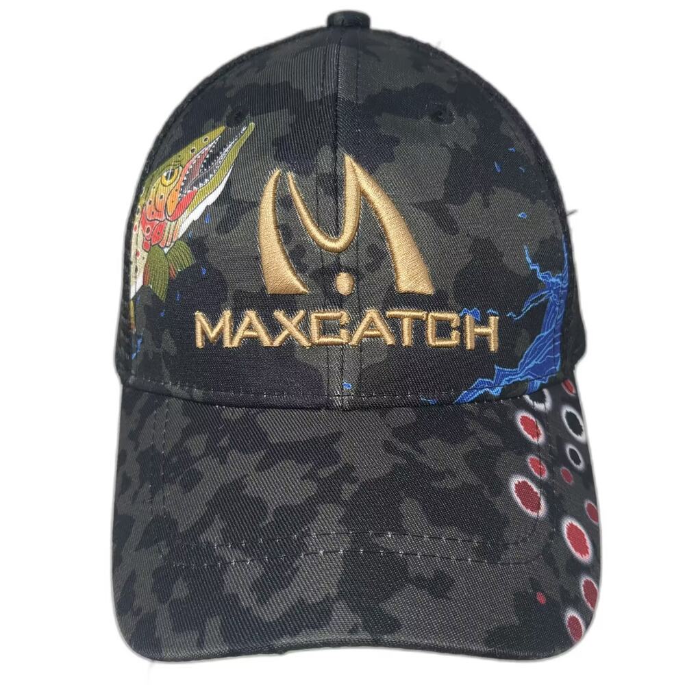 Maxcatch Trucker Hat Black Gold OS Fishing Trout Camo Mesh Snapback Adjustable